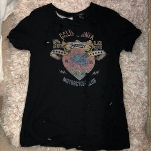 Distressed biker t shirt